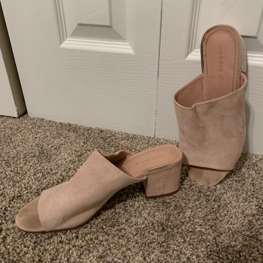 Pink Suede Open Toe Heels